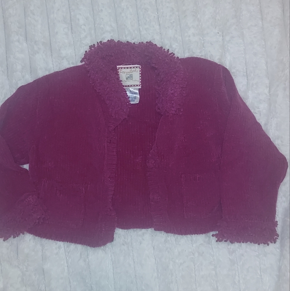 Gymboree Burgundy Kids Cardigan Swewter With Fringe